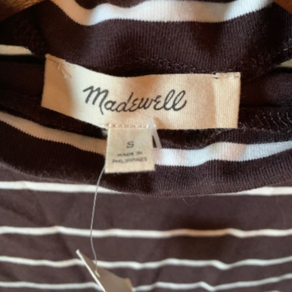 NWT Madewell Striped Dark Brown Mock Neck Small - Picture 8 of 10